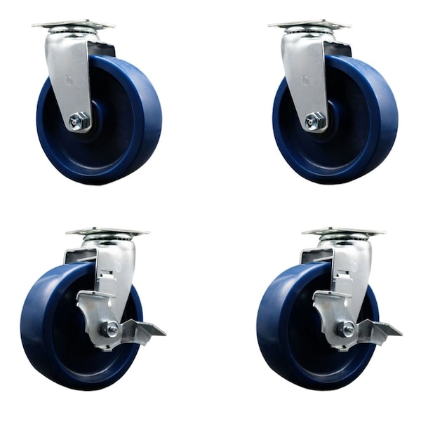 Tool Box Caster Wheel Set 6'' Solid Polyurethane Swivel Casters, 4PK